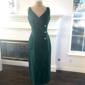 Forest green button down maxi dress